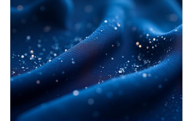 藍染の生地にマイクロカプセル技術を適用し、特別な機能を持たせた様子