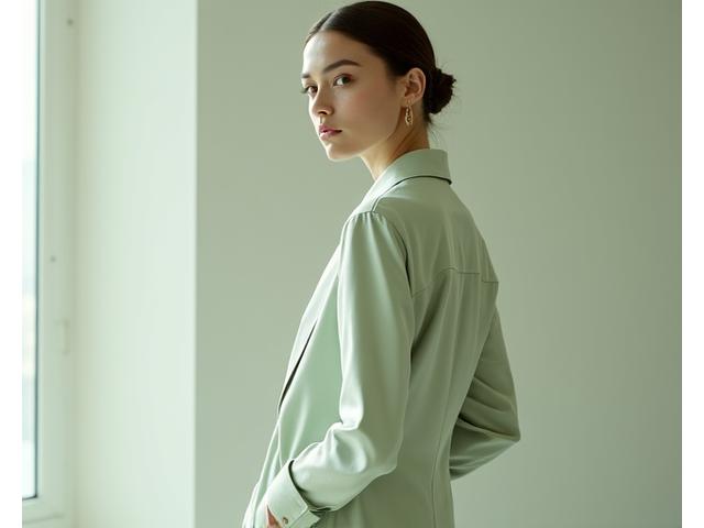 国際ファッションブランドのロゴと美しい服を着たモデル